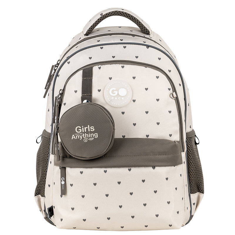 School backpack GoPack Education Beige Polka Dots GO26-182M-3