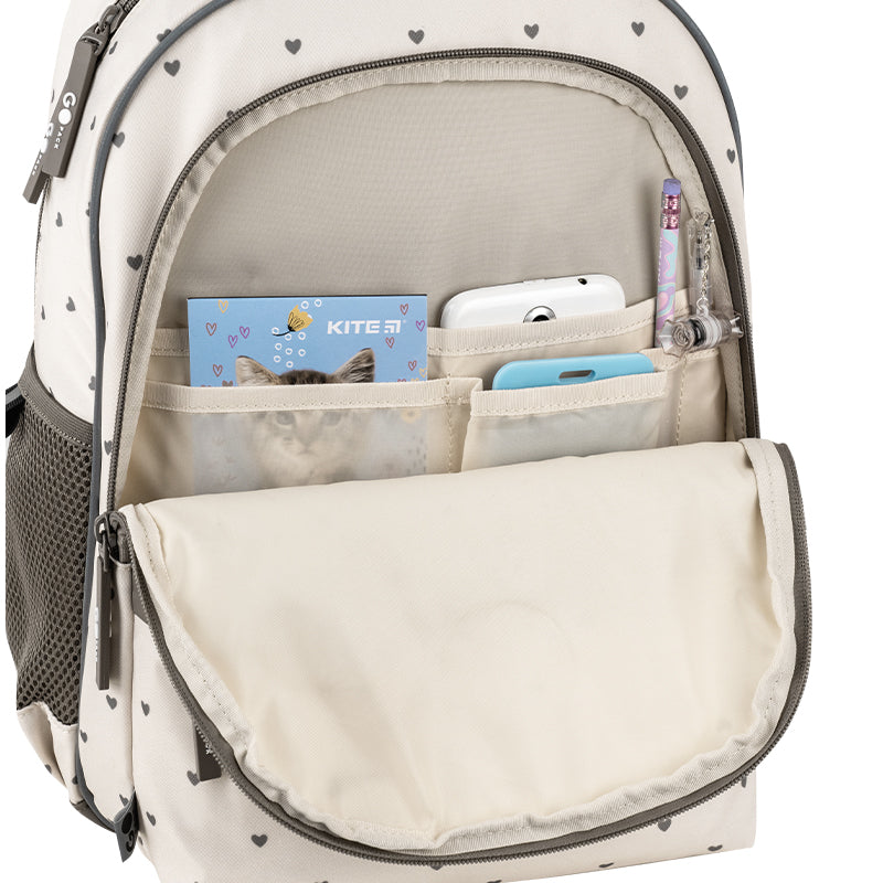 School backpack GoPack Education Beige Polka Dots GO26-182M-3