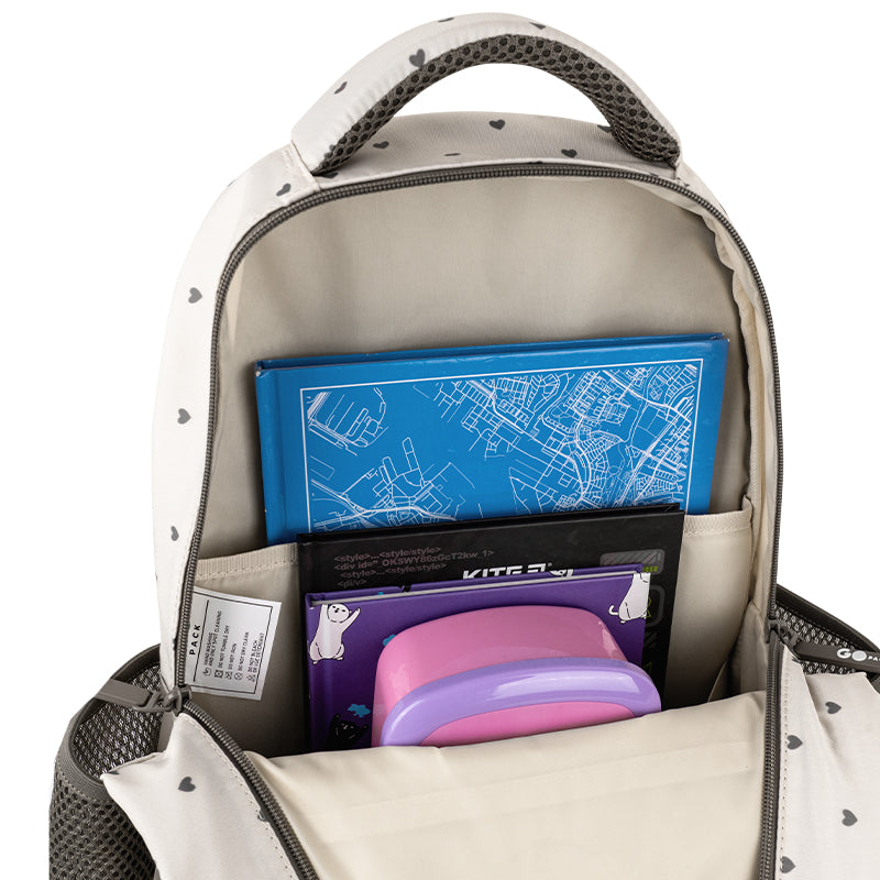 School backpack GoPack Education Beige Polka Dots GO26-182M-3