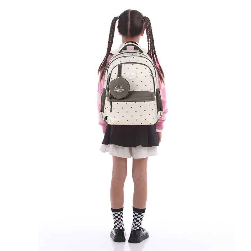 School backpack GoPack Education Beige Polka Dots GO26-182M-3