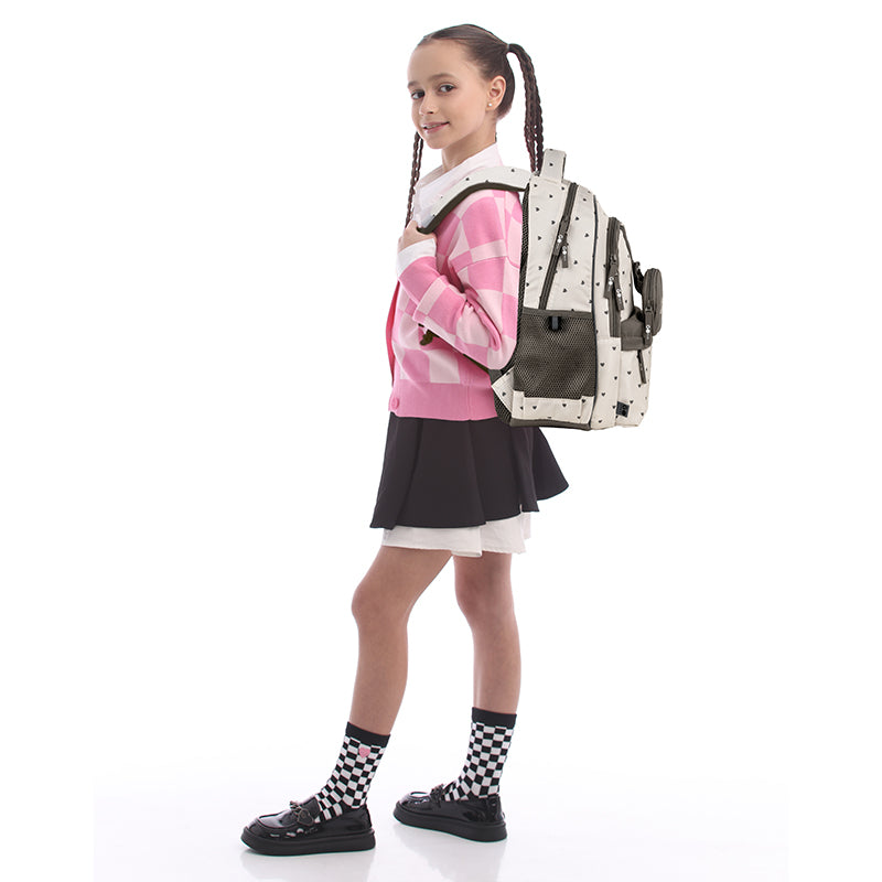 School backpack GoPack Education Beige Polka Dots GO26-182M-3