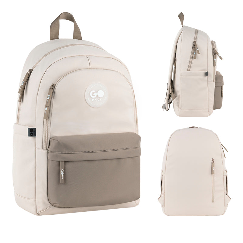 School backpack GoPack Education Beige, Brown GO26-141L-1