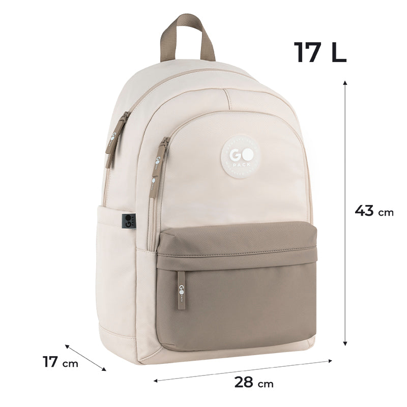 School backpack GoPack Education Beige, Brown GO26-141L-1