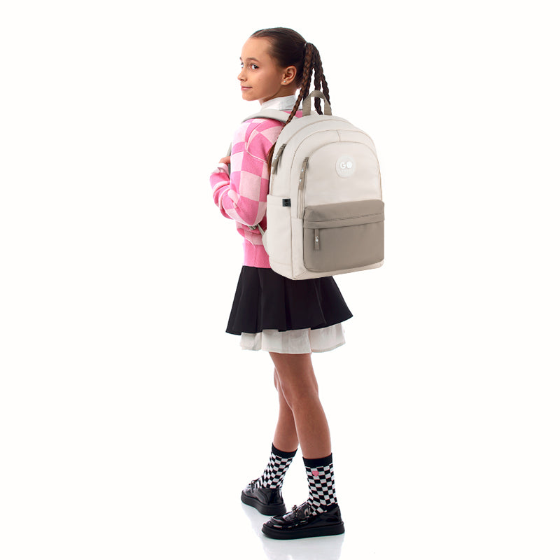 School backpack GoPack Education Beige, Brown GO26-141L-1