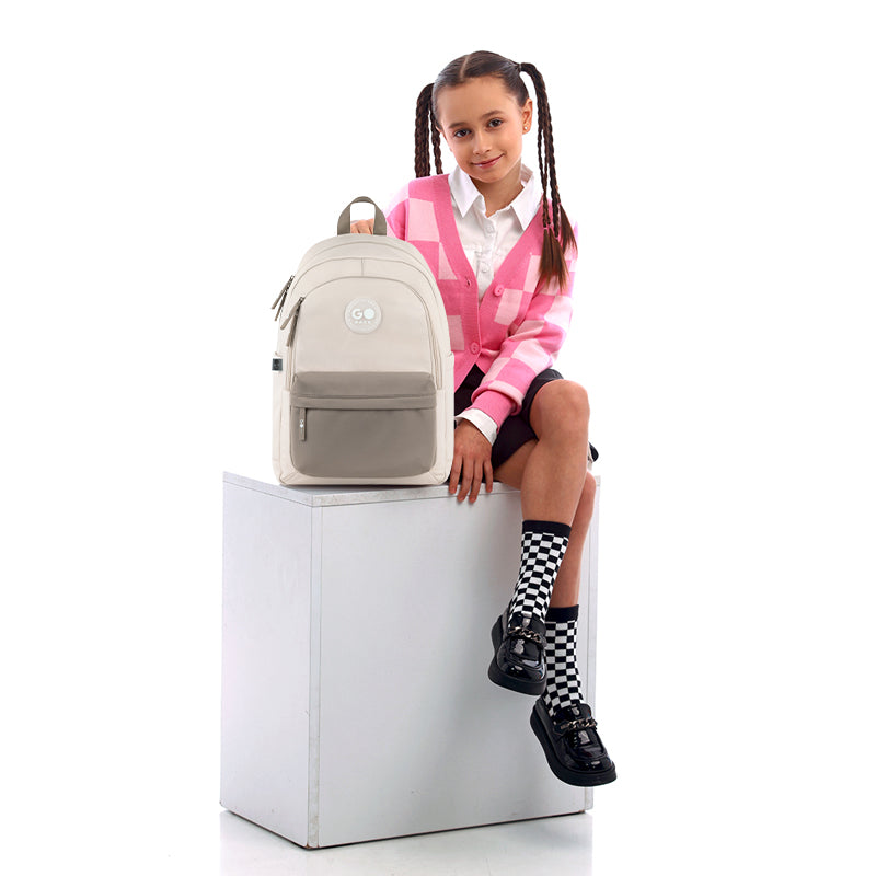 School backpack GoPack Education Beige, Brown GO26-141L-1