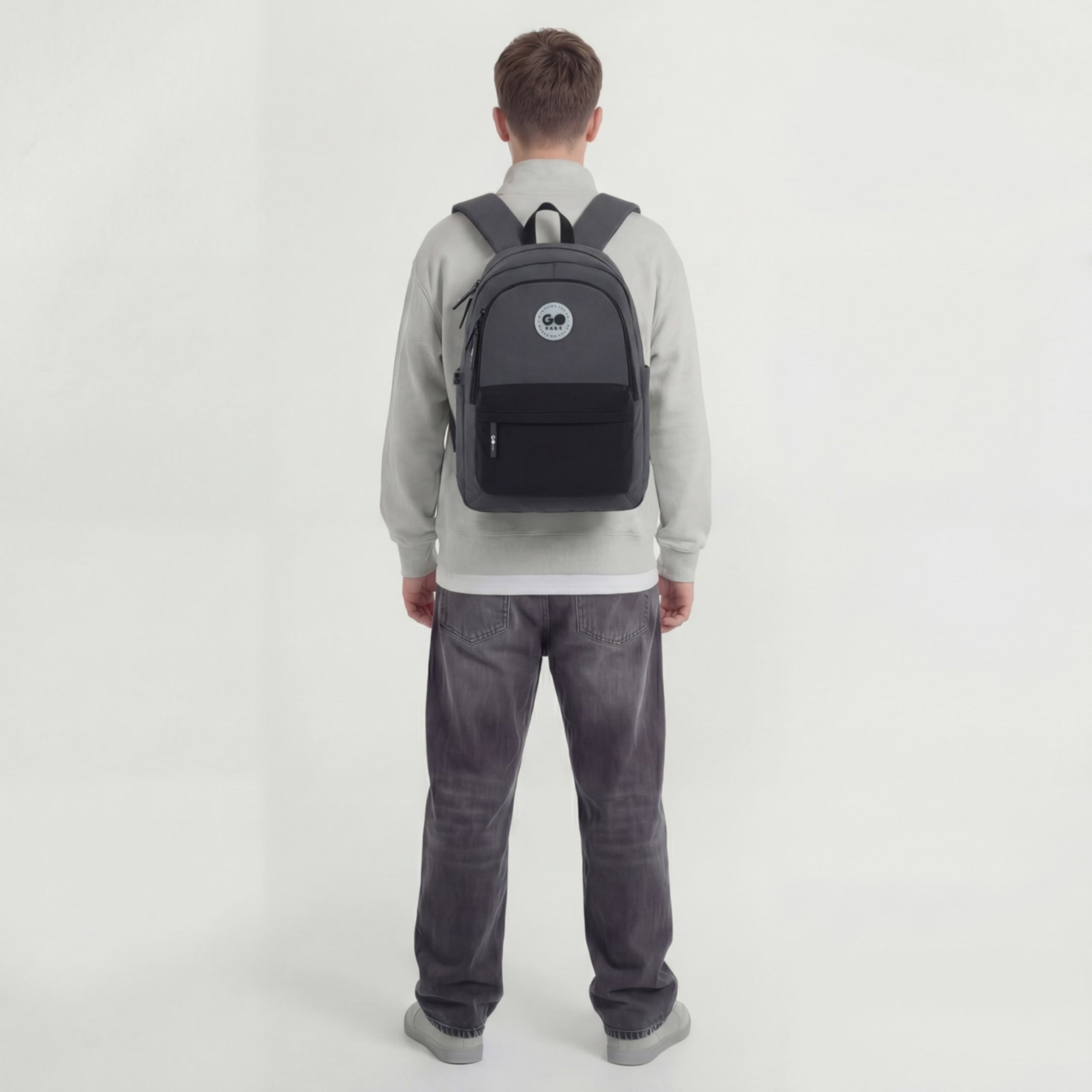 Load video: School backpack GoPack Education Black, Gray GO26-141L-4