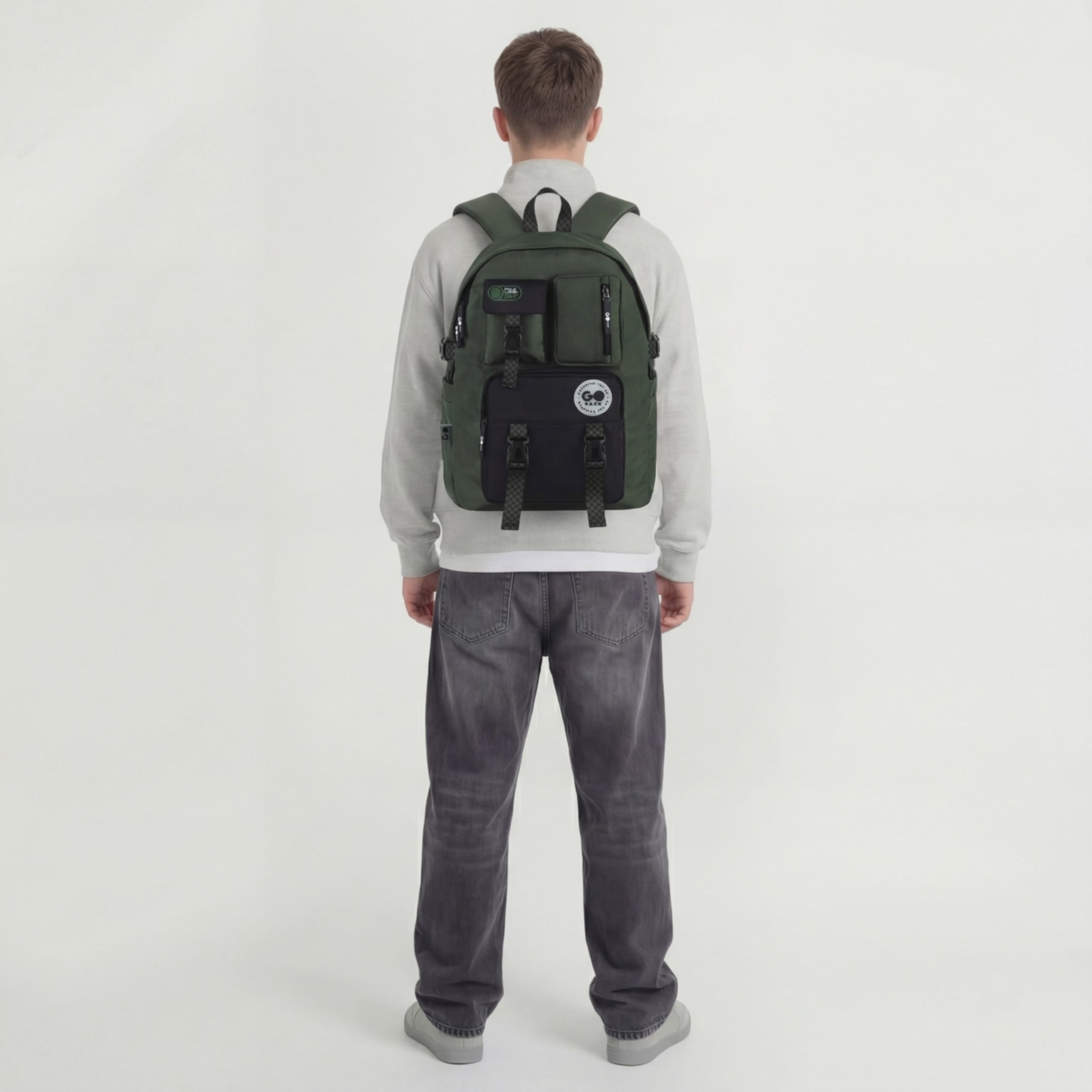Load video: Backpack GoPack Education Teens Khaki GO26-2500L-4