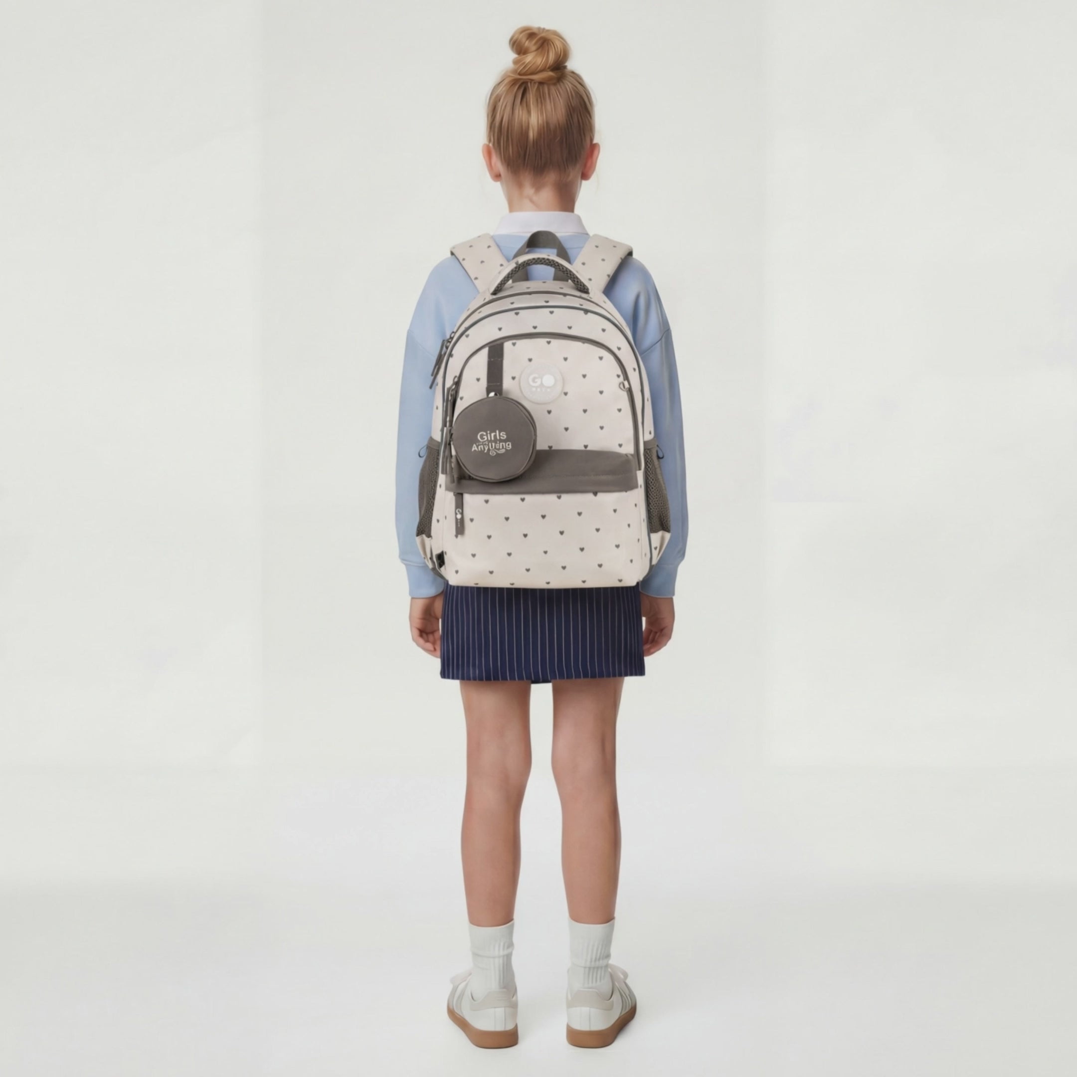 Load video: School backpack GoPack Education Beige Polka Dots GO26-182M-3